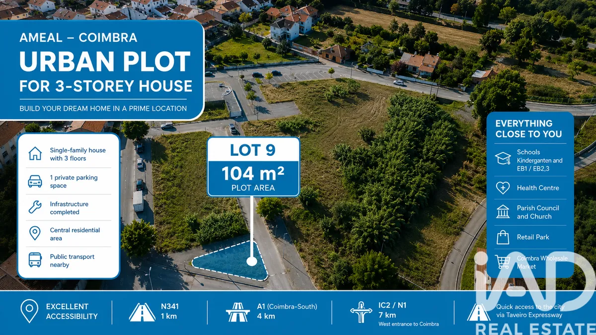 Terreno urbano de 104 m² em Coimbra