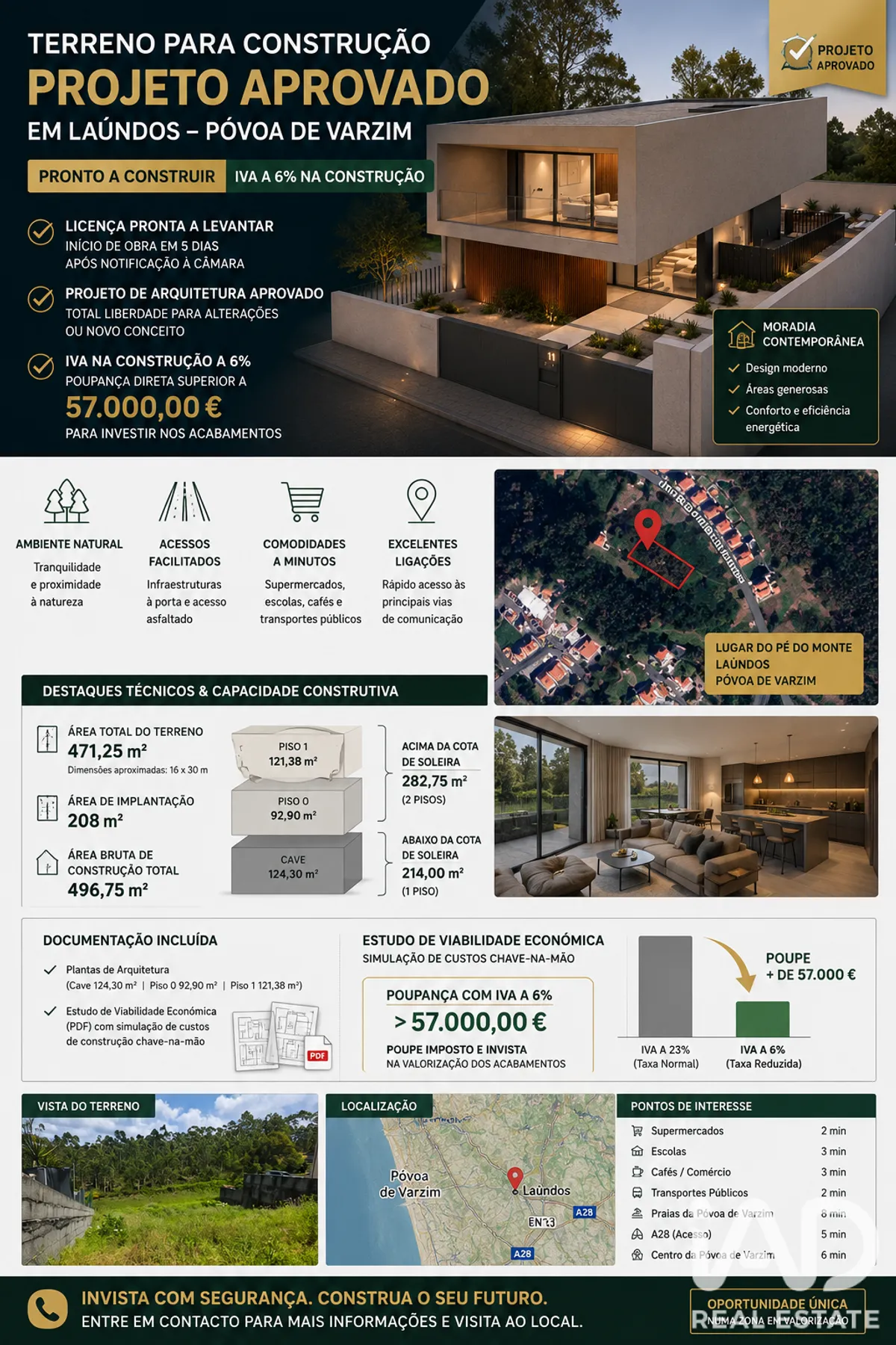 Terreno urbano de 471 m² em Laundos